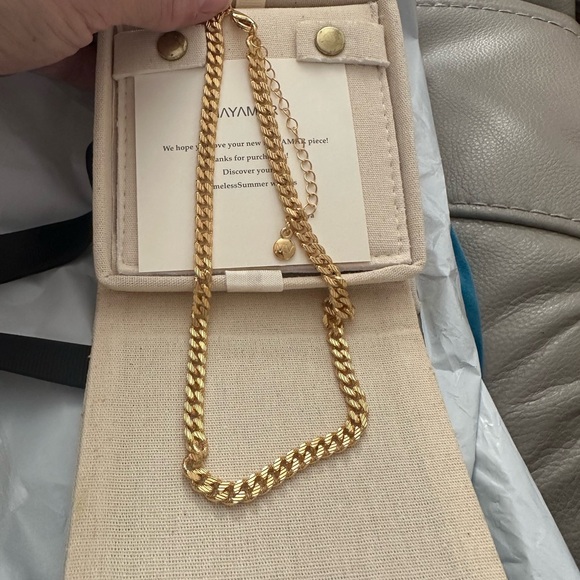 Mayamar 24K Gold Plated Curb‎ Chain Choker Necklace NWT